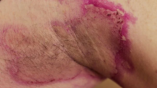 Betroffene Haut in der Achselhöhle mit Achselhöhlenausschlag, Hidradenitis suppurativa.